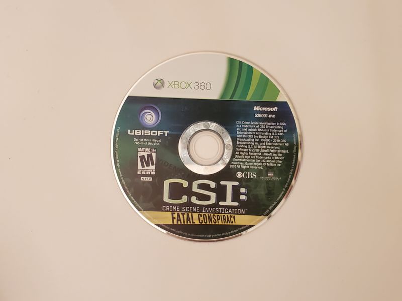 Microsoft Xbox 360 CSI: Crime Scene Investigation video game