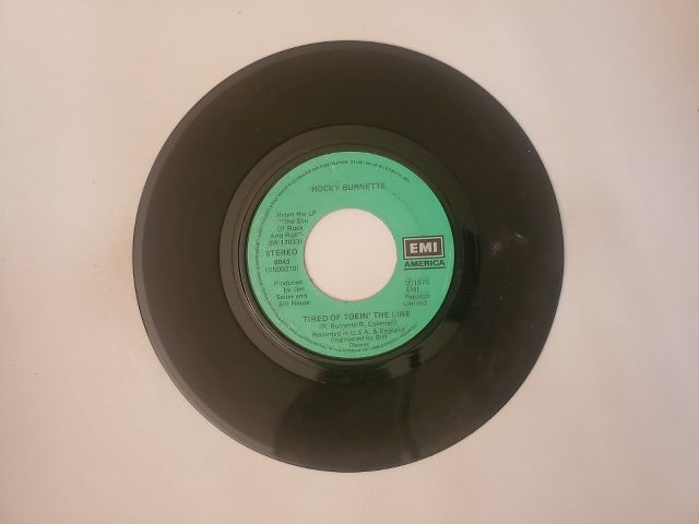 Rocky Burnette Tired of Toein' the Line / Boogie Down in Mobile, Alabama vinyl record