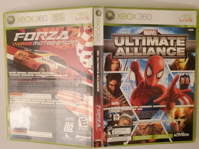 Microsoft Xbox 360 Forza Motorsport Marvel Ultimate Alliance video game