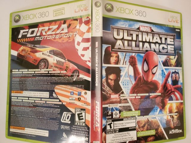 Microsoft Xbox 360 Forza 2 Motorsport Marvel Ultimate Alliance video game