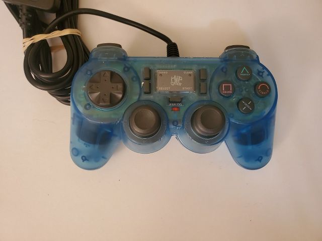 Sony Playstation 1 Hip Gear Blue Analog Wired Controller video game