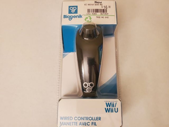 Nintendo Wii Black Wired Nunchuk Controller video game