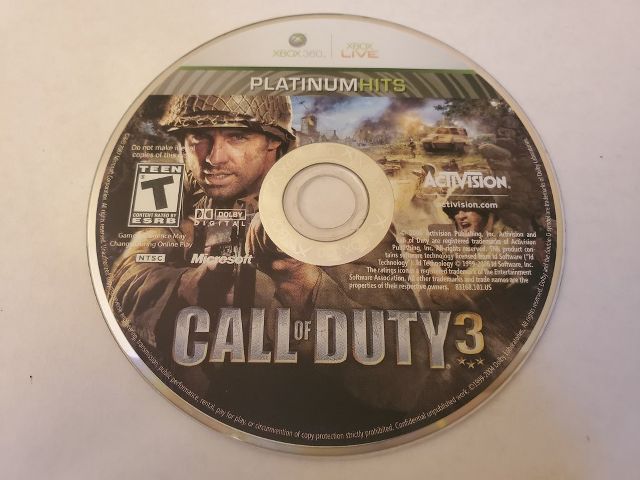 Microsoft Xbox 360 Call of Duty 3 video game