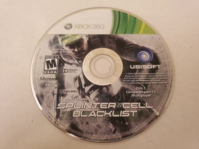 Microsoft Xbox 360 Splinter Cell Blacklist Disc 1 video game