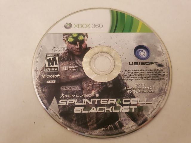 Microsoft Xbox 360 Splinter Cell Blacklist Disc 2 video game