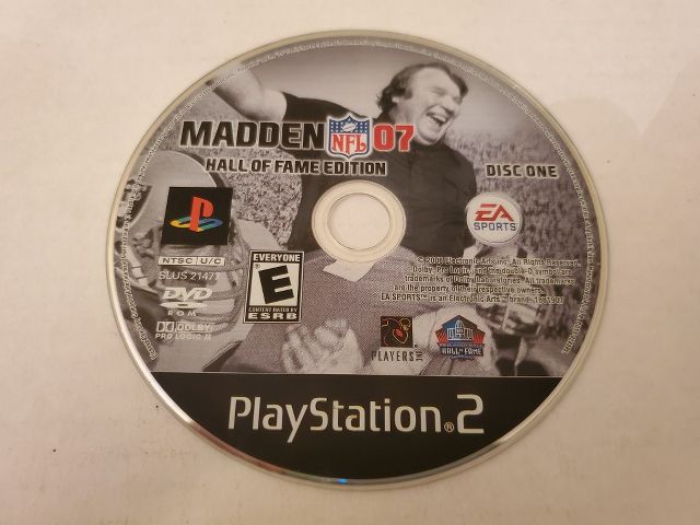 Sony PlayStation 2 Madden 07 Hall of Fame Edition Disc One video game