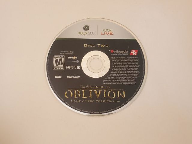 Microsoft Xbox 360 The Elder Scrolls IV Oblivion Disc 2 Game of the Year Edition video game