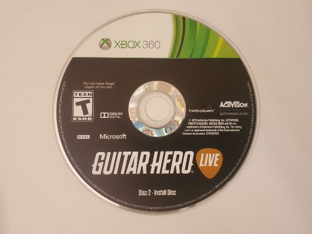 Microsoft Xbox 360 Guitar Hero Live Install Disc video game