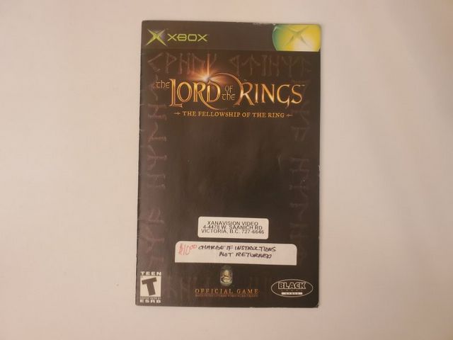 Microsoft Xbox The Lord of the Rings: The Fellowship of the Ring video game