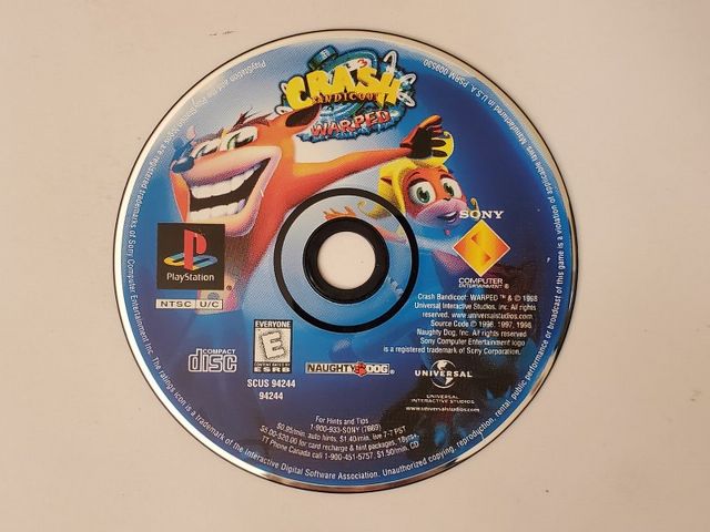 Sony PlayStation 1 Crash Bandicoot Warped video game