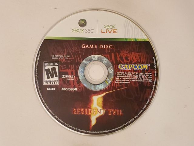 Microsoft Xbox 360 Resident Evil 5 Game Disc video game