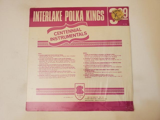 Interlake Polka Kings Centennial Instrumentals vinyl record