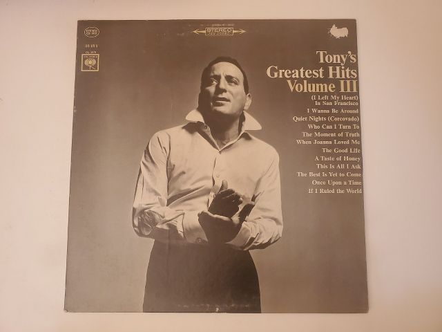 Tony Bennett Tony's Greatest Hits Volume III vinyl record
