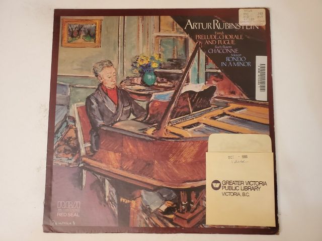 Artur Rubinstein Franck Prelude, Chorale and Fugue / Bach-Busoni Chaconne / Mozart Rondo in A Minor vinyl record