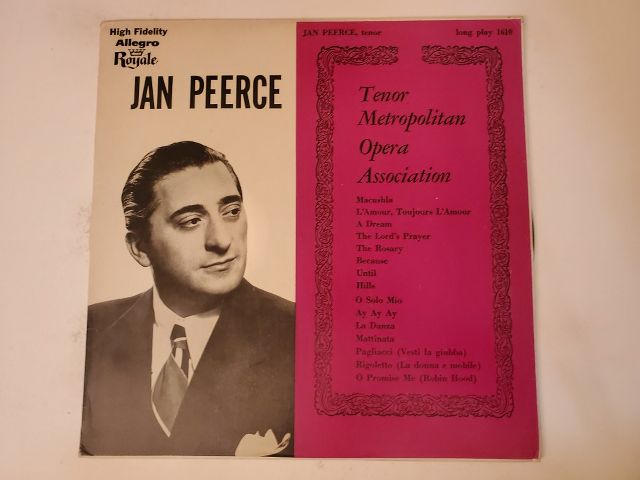 Jan Peerce Tenor Metropolitan Opera Association vinyl record
