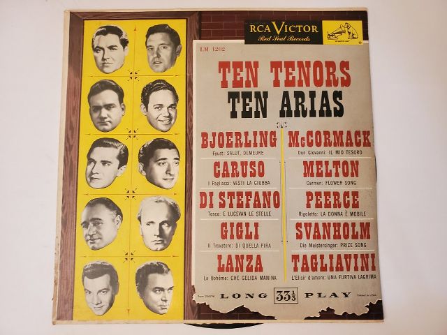 Various Artists Ten Tenors Ten Arias vinyl record