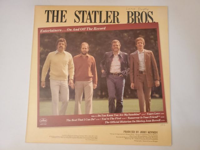 The Statler Brothers Entertainers On and Off the Record vinyl record