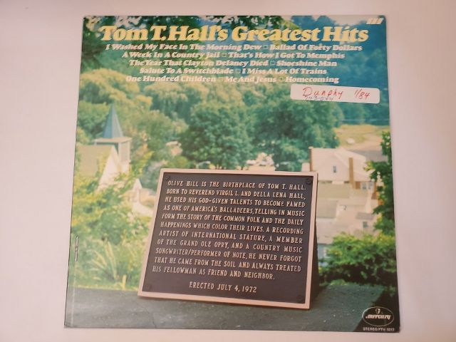 Tom T. Hall Tom T. Hall's Greatest Hits vinyl record