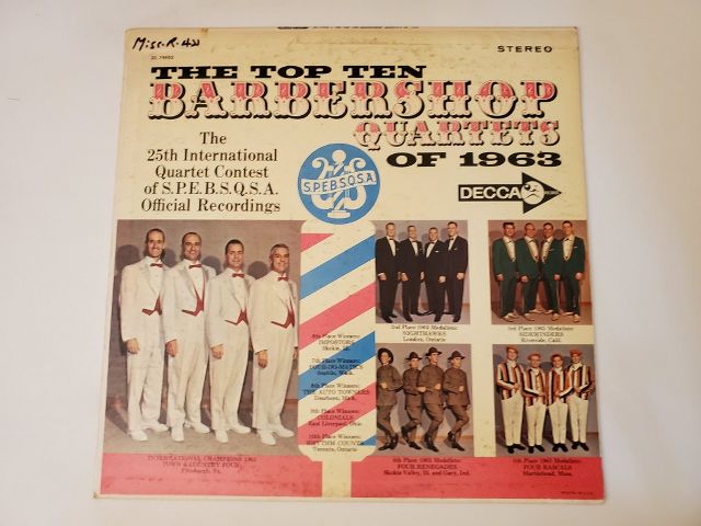 Various Artists The Top Ten Barbershop Quartets of 1963 vinyl record