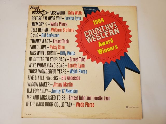 Various Artists 1964 Country & Western Award Winners vinyl record