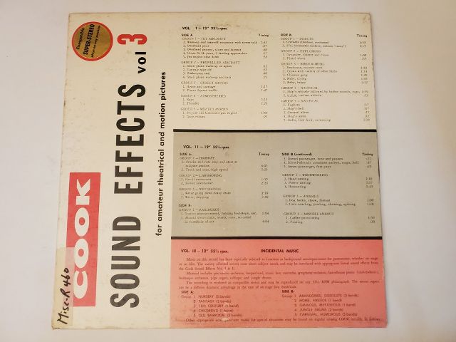 Cook Sound Effects Vol 3 vinyl record