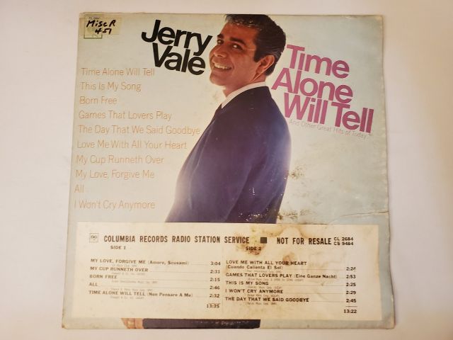 Jerry Vale Time Alone Will Tell vinyl record