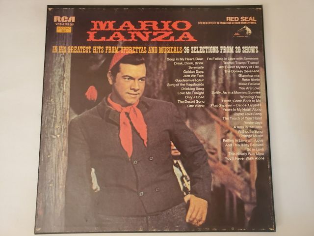 Mario Lanza In His Greatest Hits From Operettas and Musicals vinyl record