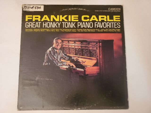 Frankie Carle Great Honky Tonk Piano Favorites vinyl record