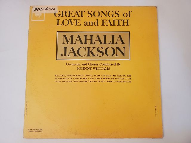 Mahalia Jackson Great Songs of Love and Faith vinyl record