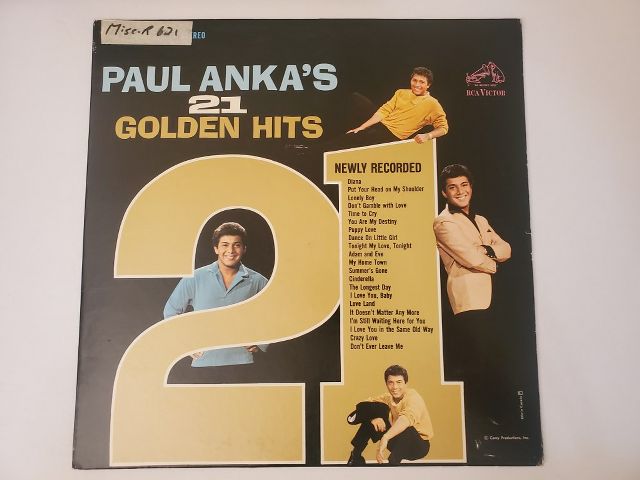 Paul Anka 21 Golden Hits vinyl record