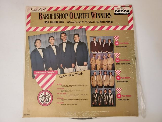 Gay Notes Barbershop Quartet Winners vinyl record