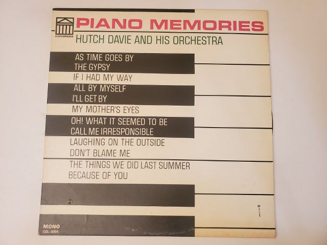 Hutch Davie and His Orchestra Piano Memories vinyl record