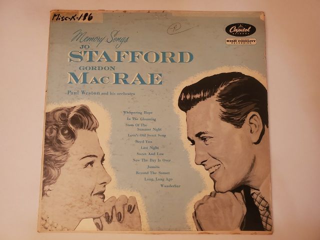 Jo Stafford and Gordon MacRae Memory Songs vinyl record