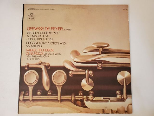 Gervase de Peyer Weber: Concerto No. 1 in F Minor Op. 73, Concertino Op. 26; Rossini: Introduction and Variations vinyl record