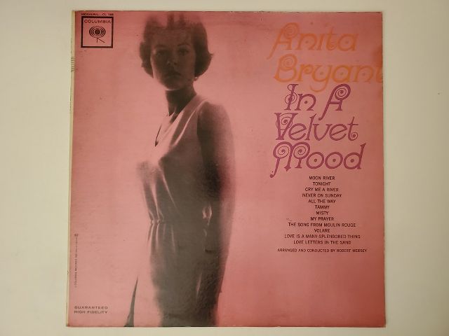 Anita Bryant In a Velvet Mood vinyl record