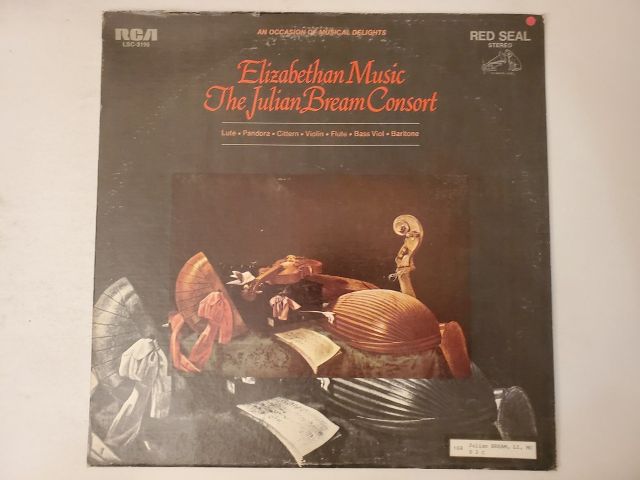 The Julian Bream Consort Elizabethan Music vinyl record