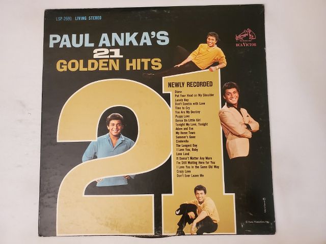 Paul Anka 21 Golden Hits vinyl record