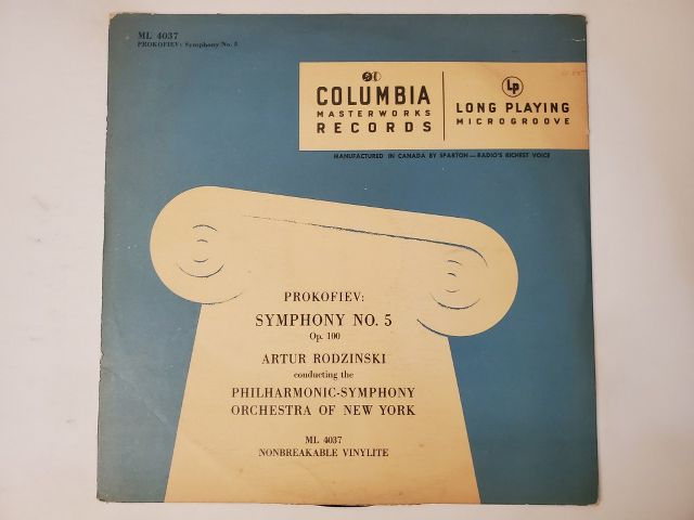 Philharmonic-Symphony Orchestra of New York, conducted by Artur Rodzinski Prokofiev: Symphony No. 5, Op. 100 vinyl record