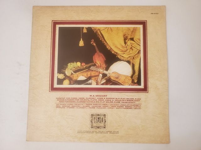 W.A. Mozart Quintet for Piano, Oboe, Clarinet, Horn, & Bassoon in E Flat Major, K.452 vinyl record