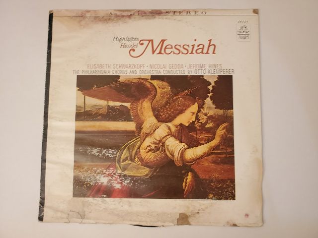 Elisabeth Schwarzkopf, Nicolai Gedda, Jerome Hines, Philharmonia Chorus and Orchestra conducted by Otto Klemperer Highlights from Handel's Messiah vinyl record