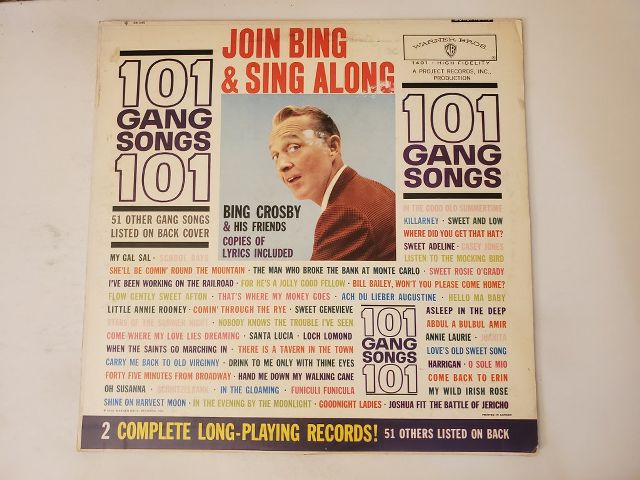Bing Crosby 101 Gang Songs vinyl record
