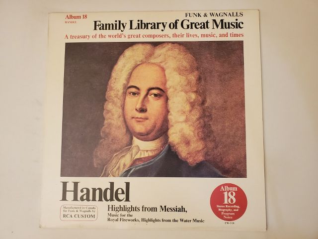 George Frideric Handel Family Library of Great Music, Album 18 vinyl record