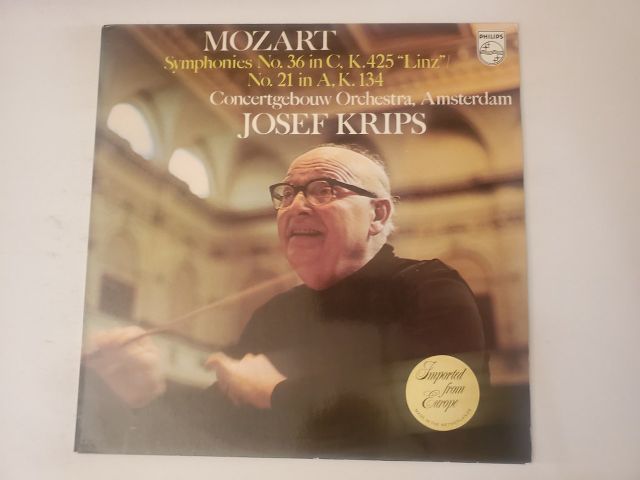 Concertgebouw Orchestra, Amsterdam conducted by Josef Krips Mozart: Symphonies No. 36 in C, K.425 'Linz' / No. 21 in A, K.134 vinyl record