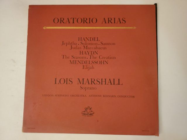 Lois Marshall Oratorio Arias vinyl record