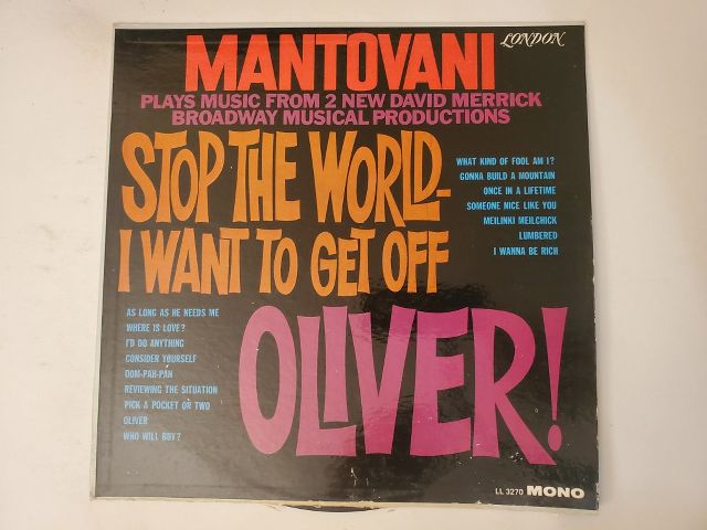 Mantovani Plays Music from 2 New David Merrick Broadway Musical Productions: Stop the World I Want to Get Off / Oliver! vinyl record