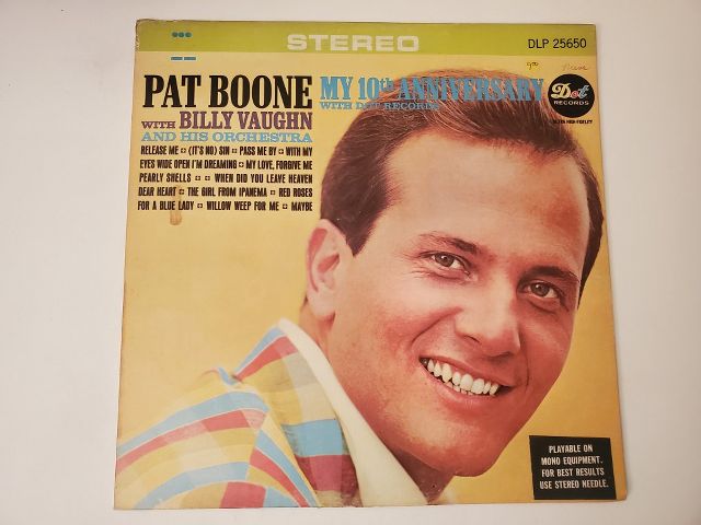 Pat Boone with Billy Vaughn and His Orchestra My 10th Anniversary with Dot Records vinyl record