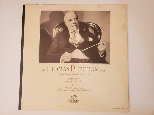 Sir Thomas Beecham Schubert Symphony No. 6 in C Major; Grieg Overture, 'In Autumn,' Op. 11; Old Norwegian Romance with Variations, Op. 51 vinyl record