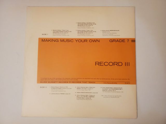 Silver Burdett Records Making Music Your Own Grade 7 Record III vinyl record