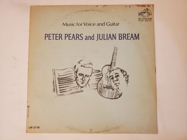 Peter Pears and Julian Bream Music for Voice and Guitar vinyl record