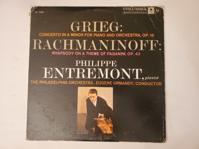 Philippe Entremont Grieg: Concerto in A Minor for Piano and Orchestra, Op. 16; Rachmaninoff: Rhapsody on a Theme of Paganini, Op. 43 vinyl record